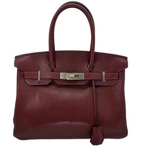 Auth Hermes Birkin 30 Rouge H Chèvre 1998 C Square